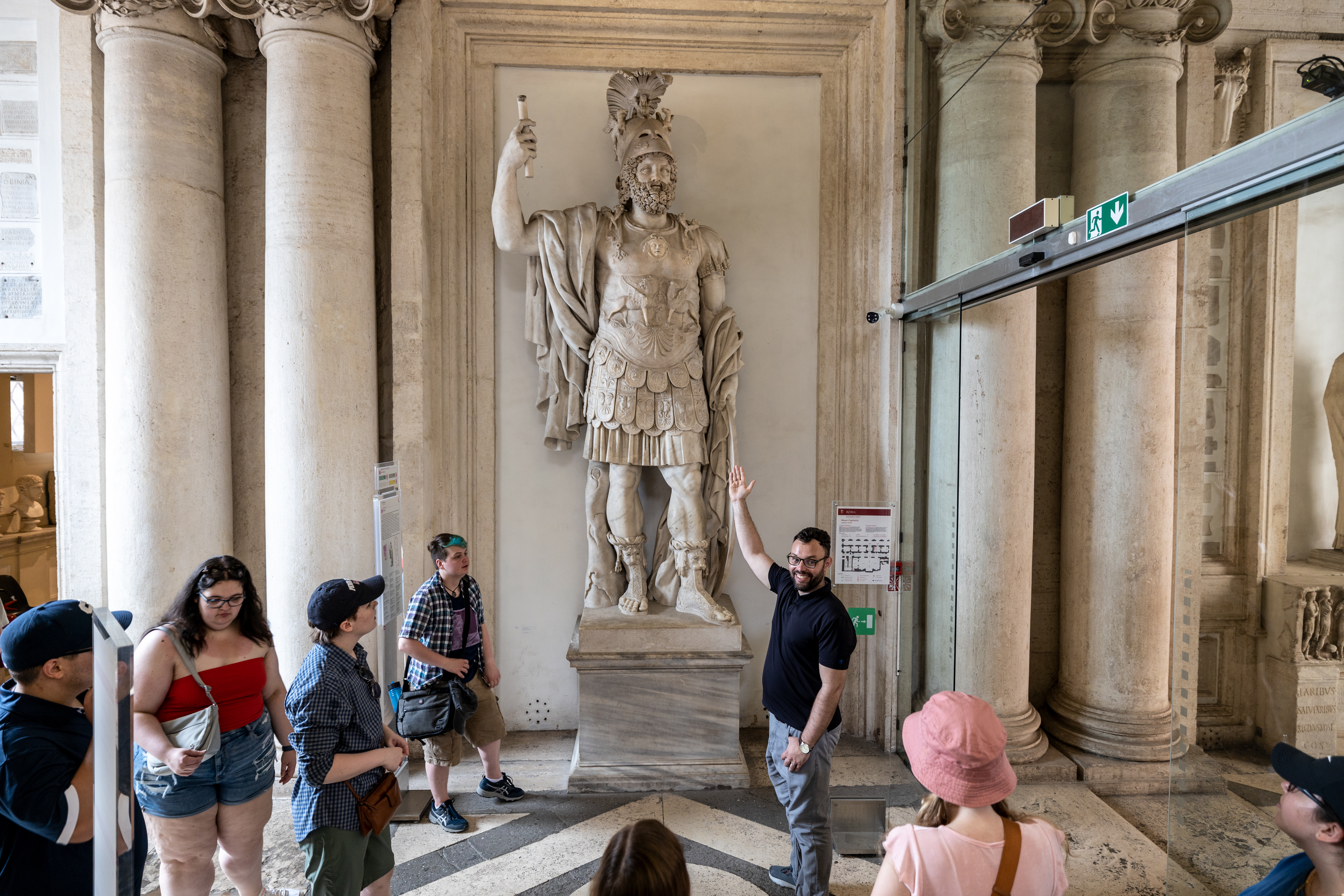 Mathias Hanses, associate professor of classics and ancient Mediterranean studies, gives a tour of the Capitoline Museums in Rome.