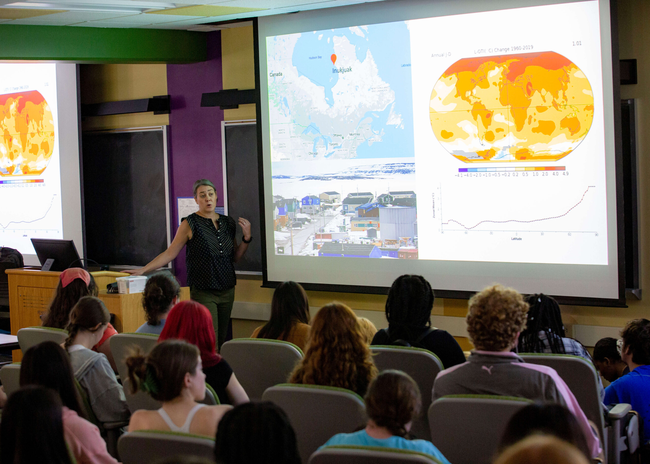 Laurel Pearson, assistant teaching professor of anthropology, presented “The Ties that Bind—Embracing Connection for a Sustainable Future” as the college’s First-Year Lecture in September 2022.