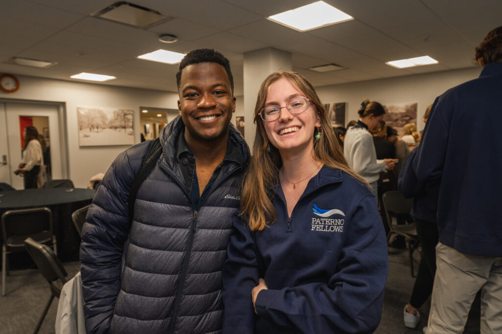 Two Paterno Fellows at the Paterno Fellows Recognition Ceremony in the spring of 2022