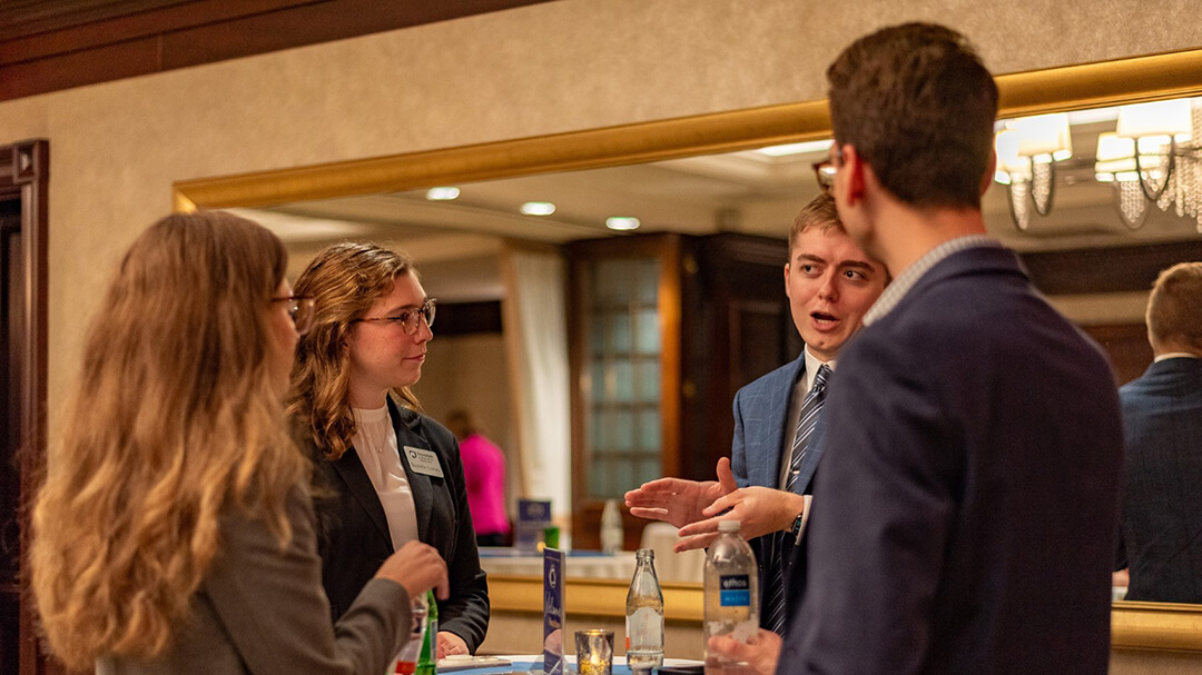 Liberal Arts students and alumni network during the “D.C. Trek” organized by the Liberal Arts Career Enrichment Network in September 2024.