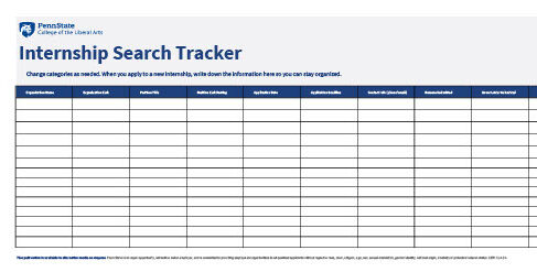 Photo of the Internship Tracker Workbook