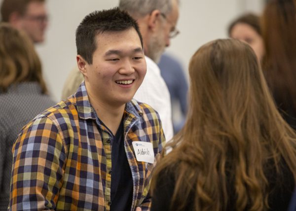 A Liberal Arts student networks with an employer at Liberal Arts Career Week 2020.