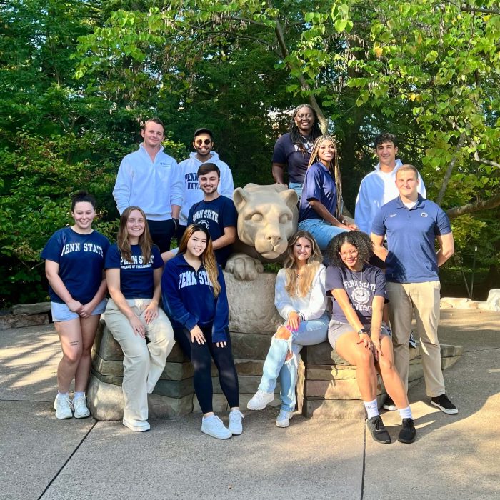 The peer advisers at the Lion Shrine in the fall of 2022