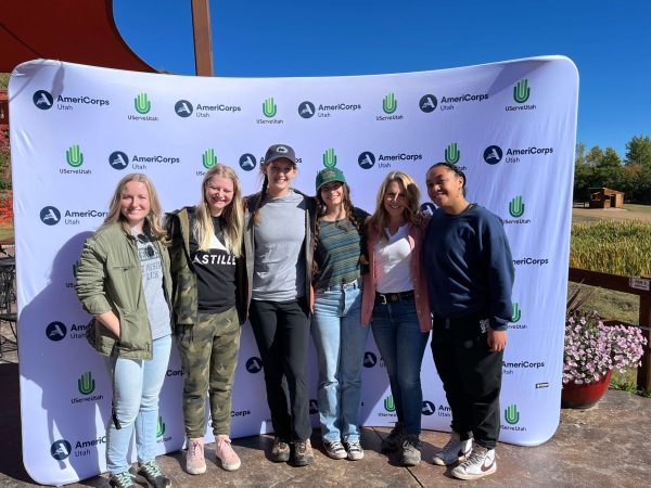 Josie Krieger, third from left, during a UServeUtah retreat she attended in the fall with other AmeriCorps volunteers working in Utah.