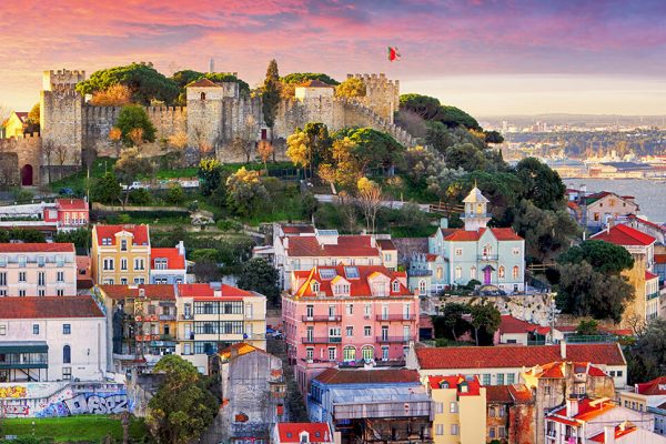 Lisbon skyline, featuring Sao Jorge Castle.