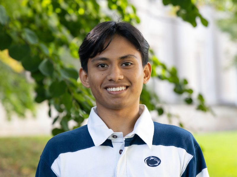 Muhammad Nazaruddin bin Mohd Salleh Muhammad Nazaruddin bin Mohd Salleh, who graduated Penn State in 2025, stands outside wearing a striped blue and white Penn State shirt.